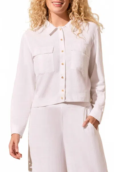 Tribal Chest Pockets Jacket In White