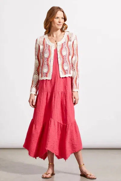 Tribal Clary Crochet Button-down Cardigan In Eggshell In Pink
