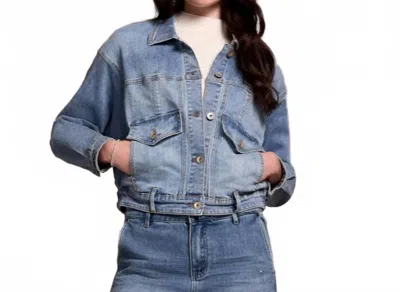 Tribal Classic Drop Shoulder Denim Jacket In Antique Blue In Multi