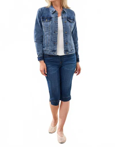 Tribal Classic Fit Comfort Stretch Denim Jacket In Dark Vintage In Blue