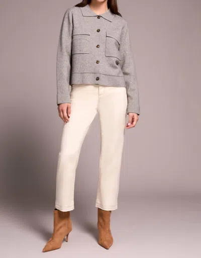 Tribal Collared Sweater Cardigan In Grey Mix In Gray