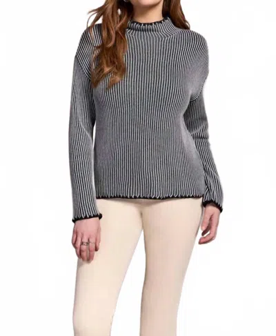 Tribal Combed Cotton Two Tone Rib Sweater In Grey Mix In Gray