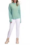 Tribal Combed Cotton Two-tone Rib Sweater In Mist Blue In Green