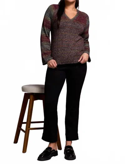 Tribal Combed Cotton V-neck Sweater In Wine In Pink