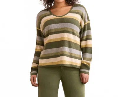 Tribal Combed U Neck Waffle Sweater In Chive In Multi