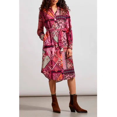 Tribal Combo Print Shirt Dress In Dahlia In Brown
