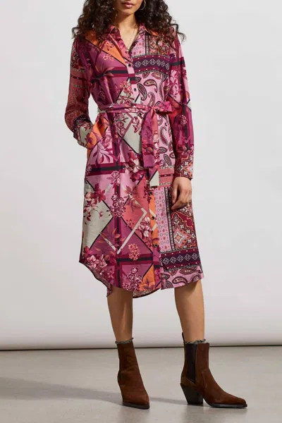 Tribal Combo Printed Shirt Dress In Pink In Multi