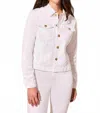 Tribal Comfort Stretch Button-front Denim Jacket In White In Neutral