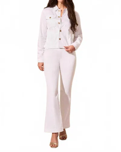 Tribal Comfort Stretch Button-front Denim Jacket In White