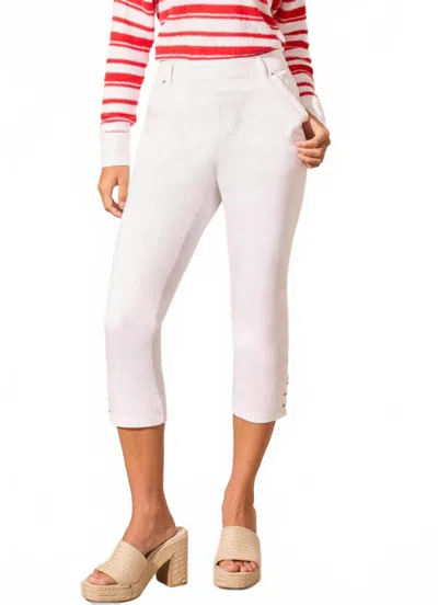 Tribal Comfort Stretch Pull-on Capri With Hem Vent In White