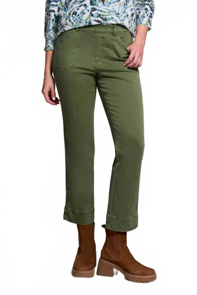 Tribal Comfort Stretch Pull-on Kick Flare Ankle Pants In Chive In Green