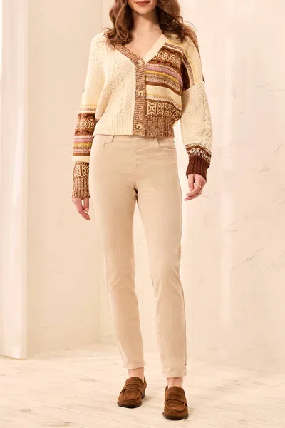 Tribal Cord Audrey Pull-on Slim Ankle Pants In Cream-0026 In Neutral