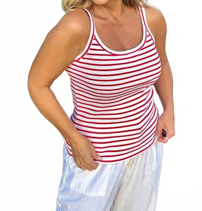 Tribal Cordelia Sleeveless Tank Top In Bay Berry Stripe In Neutral