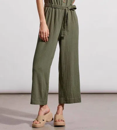 Tribal Cotton Button Front Jumpsuit In Fern Green