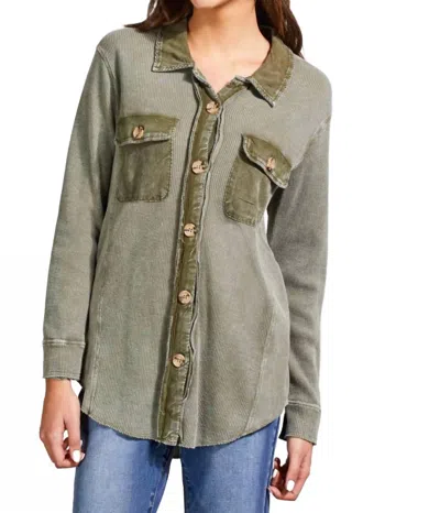 Tribal Cotton Button-up Shacket In Clover Leaf In Multi
