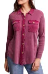 Tribal Cotton Button-up Shacket In Port Wine In Multi