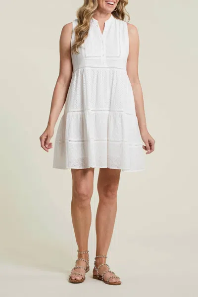 Tribal Cotton Eyelet Dress In White