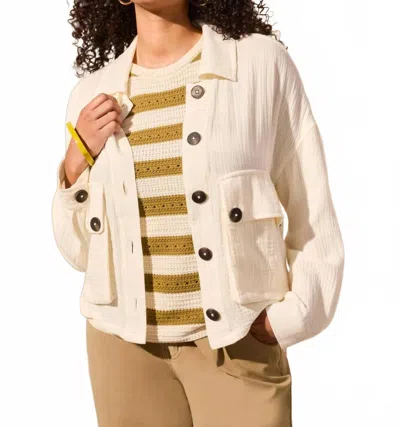 Tribal Cotton Gauze Button-up Jacket With Black Buttons In Coco Milk In Neutral