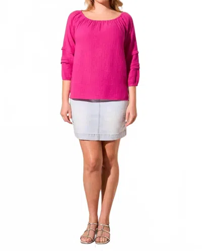 Tribal Cotton Gauze Convertible Off-shoulder Top In Passion Fruit In Pink