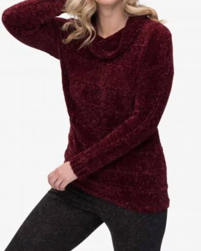 Tribal Cowl Neck Sweater In Burgundy