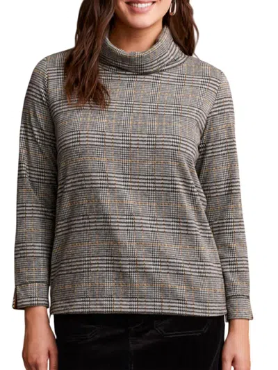 Tribal Cowl Neck Top With Zipper Accent In Rust In Multi