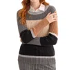 Tribal Crew Neck Colorblock Sweater In Charcoal In Pink