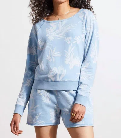 Tribal Crew Neck French Terry Top In Tideblue In Multi