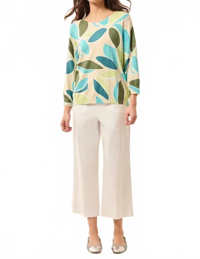 Tribal Crew Neck Long Sleeve Sweater In Aqua Sky In Multi