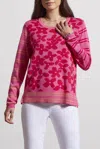 Tribal Crew Neck Pointelle Sweater In Pink In Pink