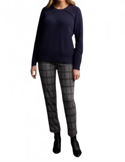 Tribal Crew Neck Sweater With Lace-up Detail In Sapphire In Blue