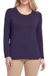 Tribal Crew Neck Top With Button Back Detail In Navy In Blue