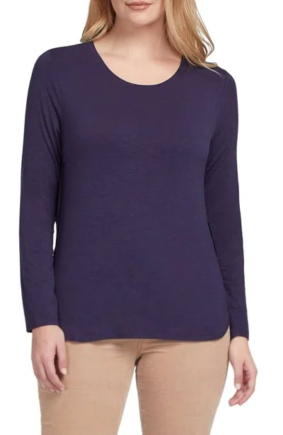 Tribal Crew Neck Top With Button Back Detail In Navy In Blue