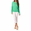 Tribal Crewneck Sweater With Thumb Holes In Jungle In Green