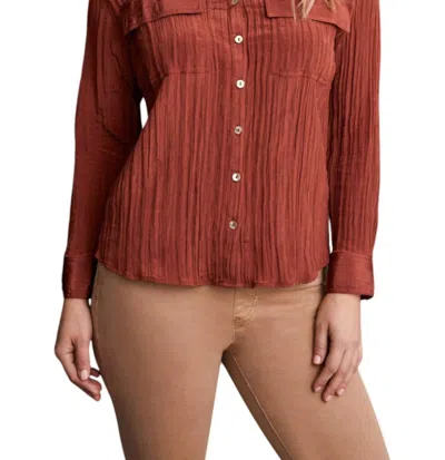 Tribal Crinkle Button Blouse In Mahogany In Multi