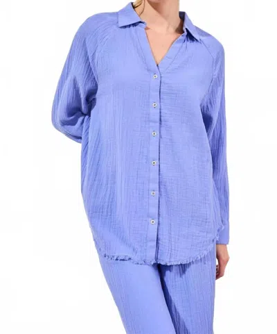 Tribal Crinkle Gauze Button Shirt In Baja Blue