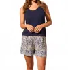 Tribal Crochet Scoop Neck Tank Top In Jet Blue In Blue