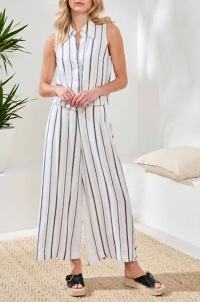 Tribal Crop Pull On Flowy Wide Leg Pant In White + Black