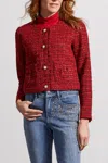 Tribal Cropped Tweed Jacket In Earth Red
