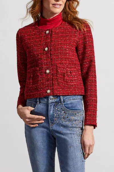 Tribal Cropped Tweed Jacket In Earth Red