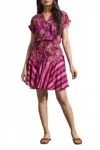 Tribal Combo Print Dress With Waist Drawcord In Daiquiri In Multi