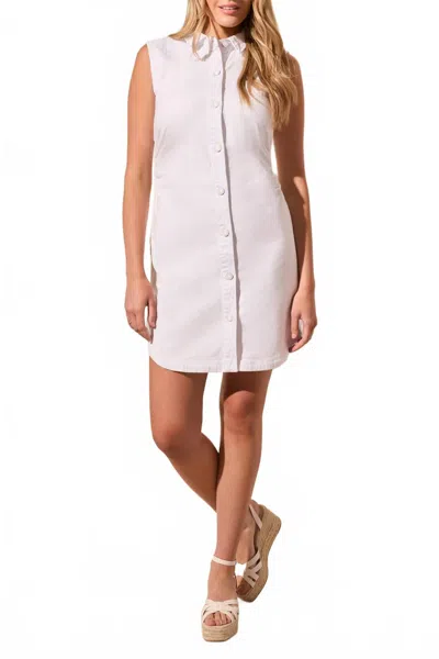 Tribal Sleeveless Dress With Rushin In White