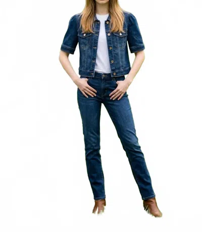 Tribal Denim Elbow Sleeve Jacket In Blue