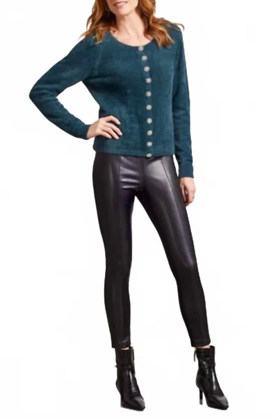 Tribal Diamante Button Cardigan In Alpine In Green