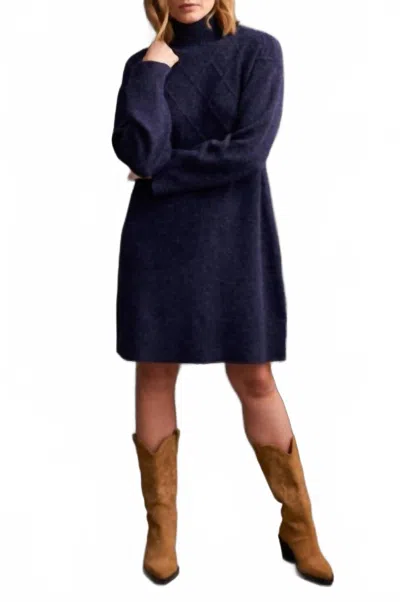 Tribal Diamond Knitted Sweater Dress In Sapphire In Blue