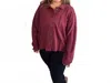Tribal Dolman Button Front Shirt In Burgundy In Red