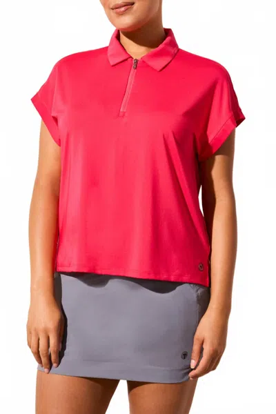 Tribal Dolman Polo Top In Beetroot In Pink