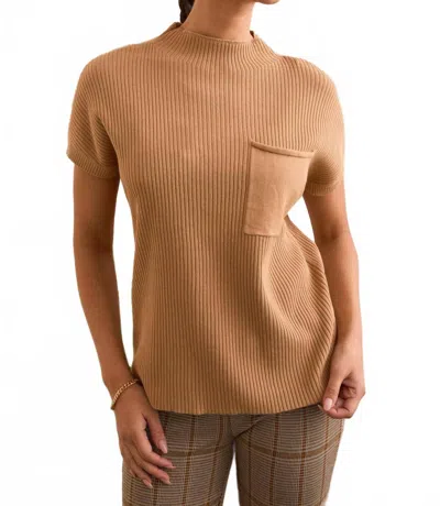Tribal Dolman Short Sleeve Tee With Pocket In Ice Latte In Brown