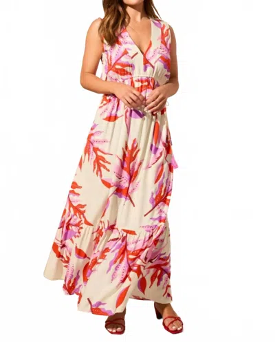 Tribal Drawcord Waist Maxi Dress In Orchid Sky In Pink