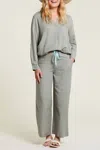 Tribal Drawstring Wide Leg Pants In Bay Leaf