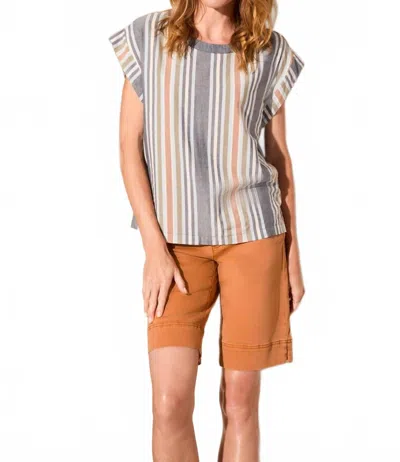 Tribal Drop Shoulder Cap Sleeve Blouse In Jet Blue In Multi